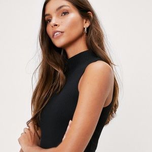 Ribbed mockneck bodycon midi dress